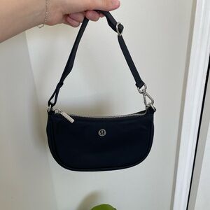 lululemon athletica Black Mini Shoulder Bag with Silver Hardware